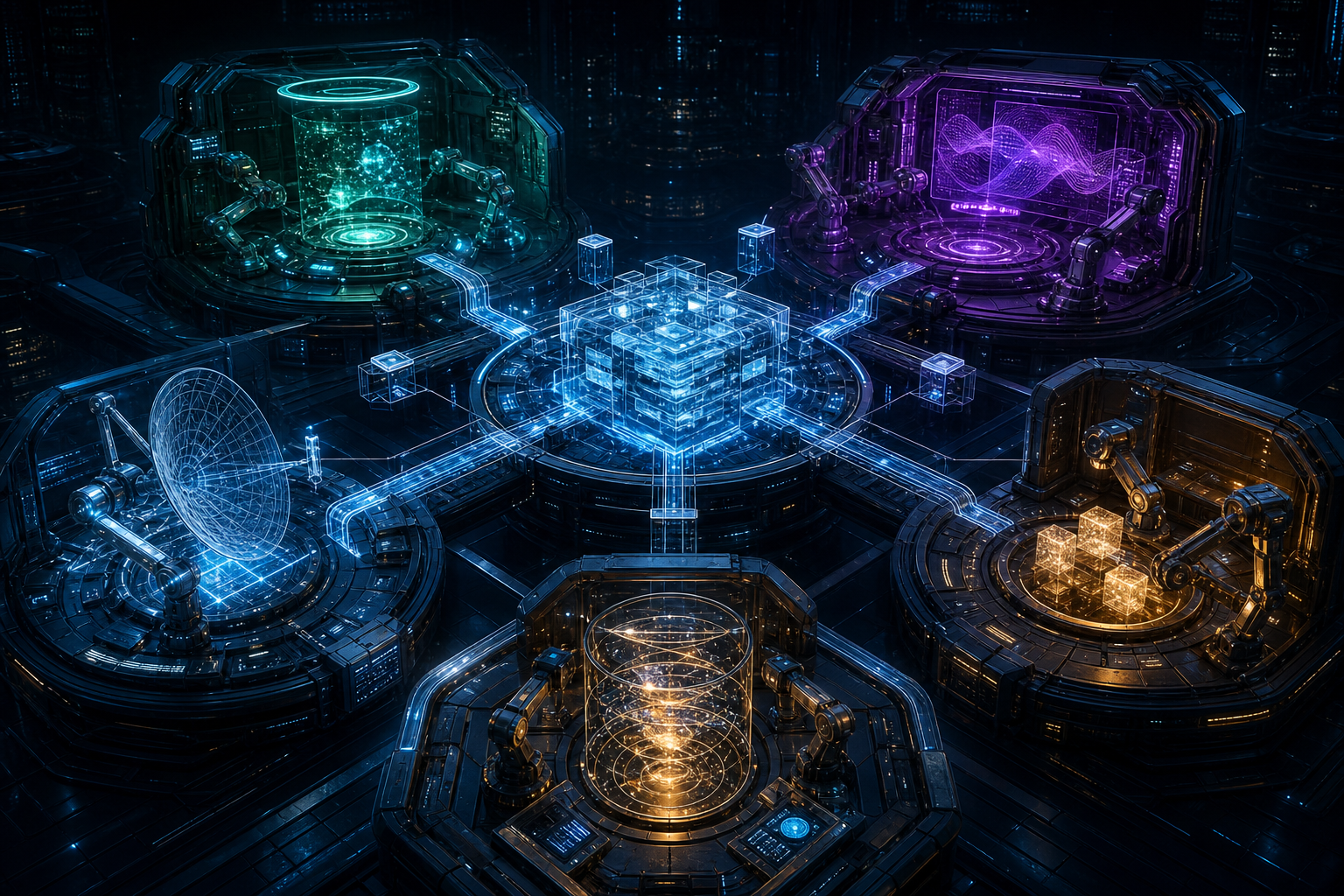 Original artwork for “A System of Specialists, Not One Giant Brain”, from The Whole Qensai System series