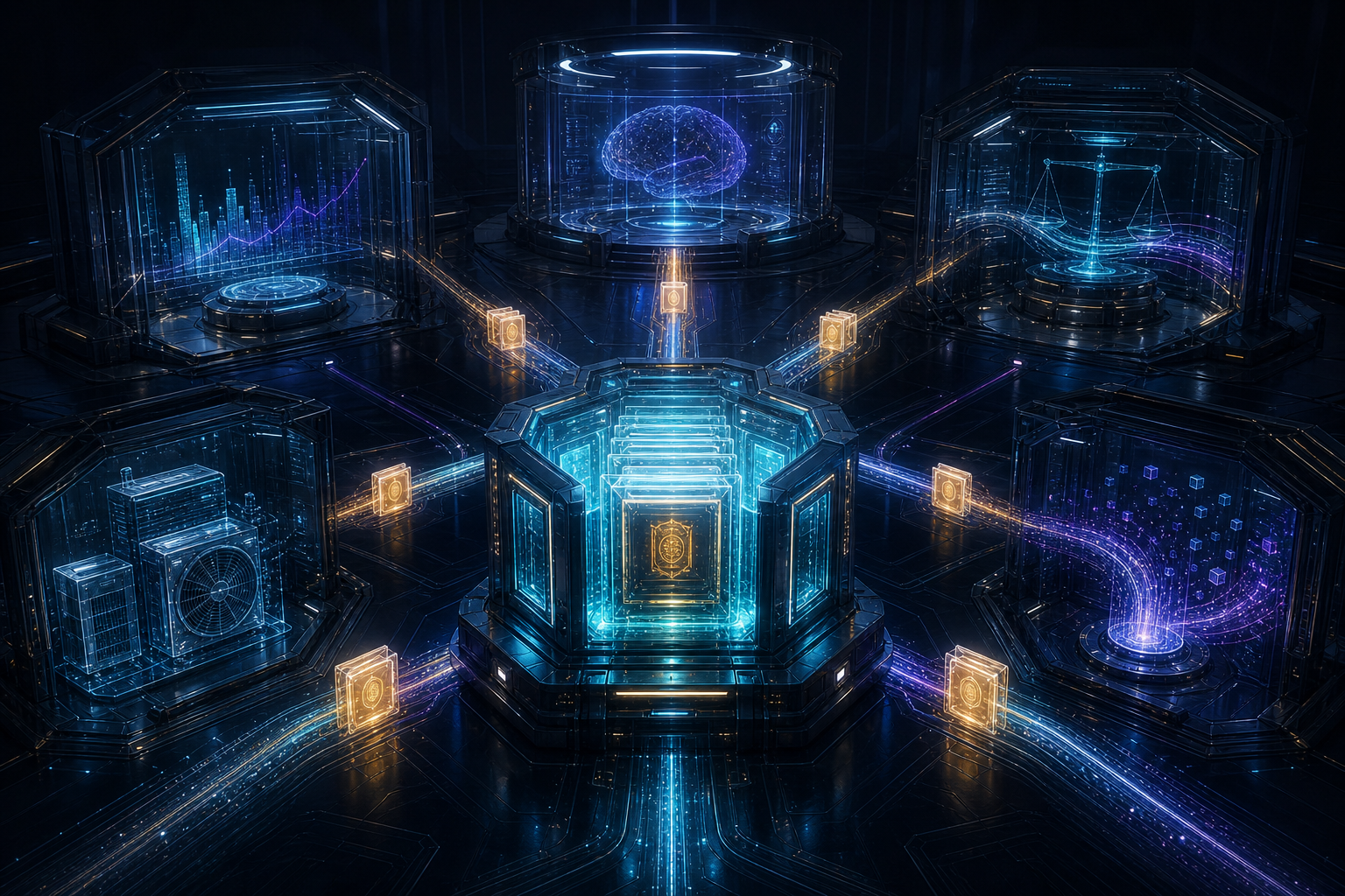 Original artwork for “Work, Evidence, and the Specialist Systems”, from The Whole Qensai System series